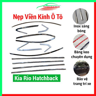 Bộ nẹp viền chân kính cong kính Kia Rio Hatchback Inox sáng bóng chuẩn form xe