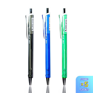Combo 5 Bút Gel Thiên Long GEL-B011 ngòi 0.5mm mực xanh/đỏ/đen kiểu dáng đơn giản, có đệm mềm giúp cầm tay êm