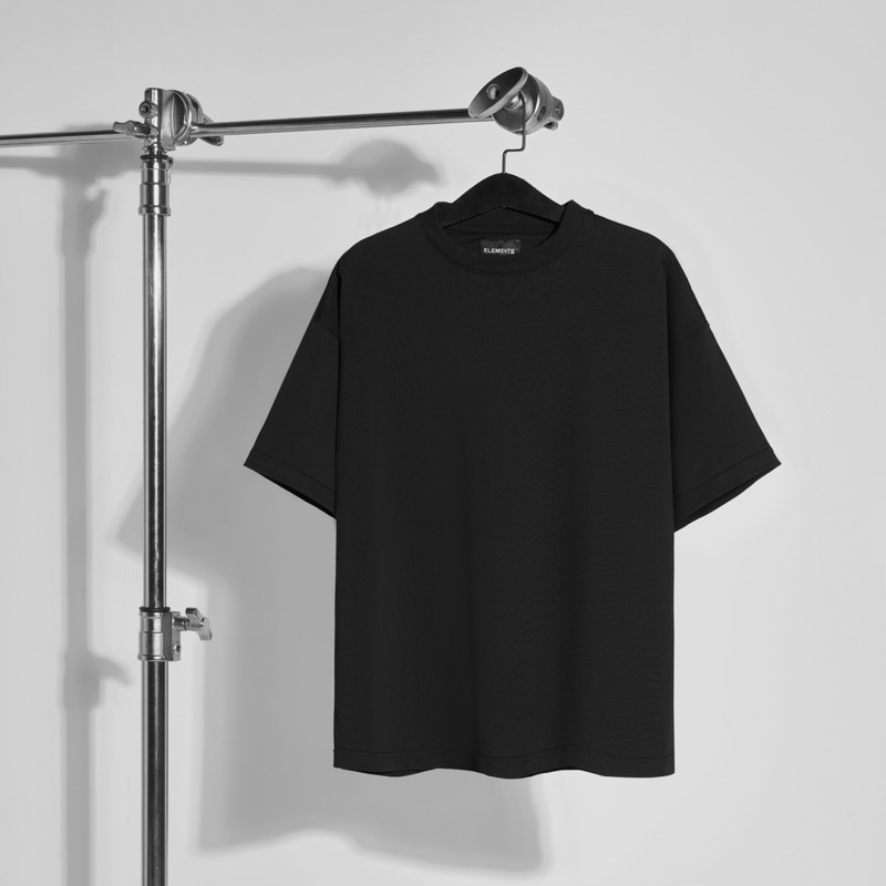 Áo Thun Trơn Form BOXY BO CỔ DÀY, BỀN | 100% Cotton * Định Lượng 250GSM - BLACK