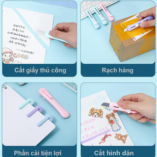 Dao dọc giấy mini/ Dao dọc M&G mini trong suốt dụng cụ văn phòng phẩm đáng yêu có lỗ để móc chìa khóa