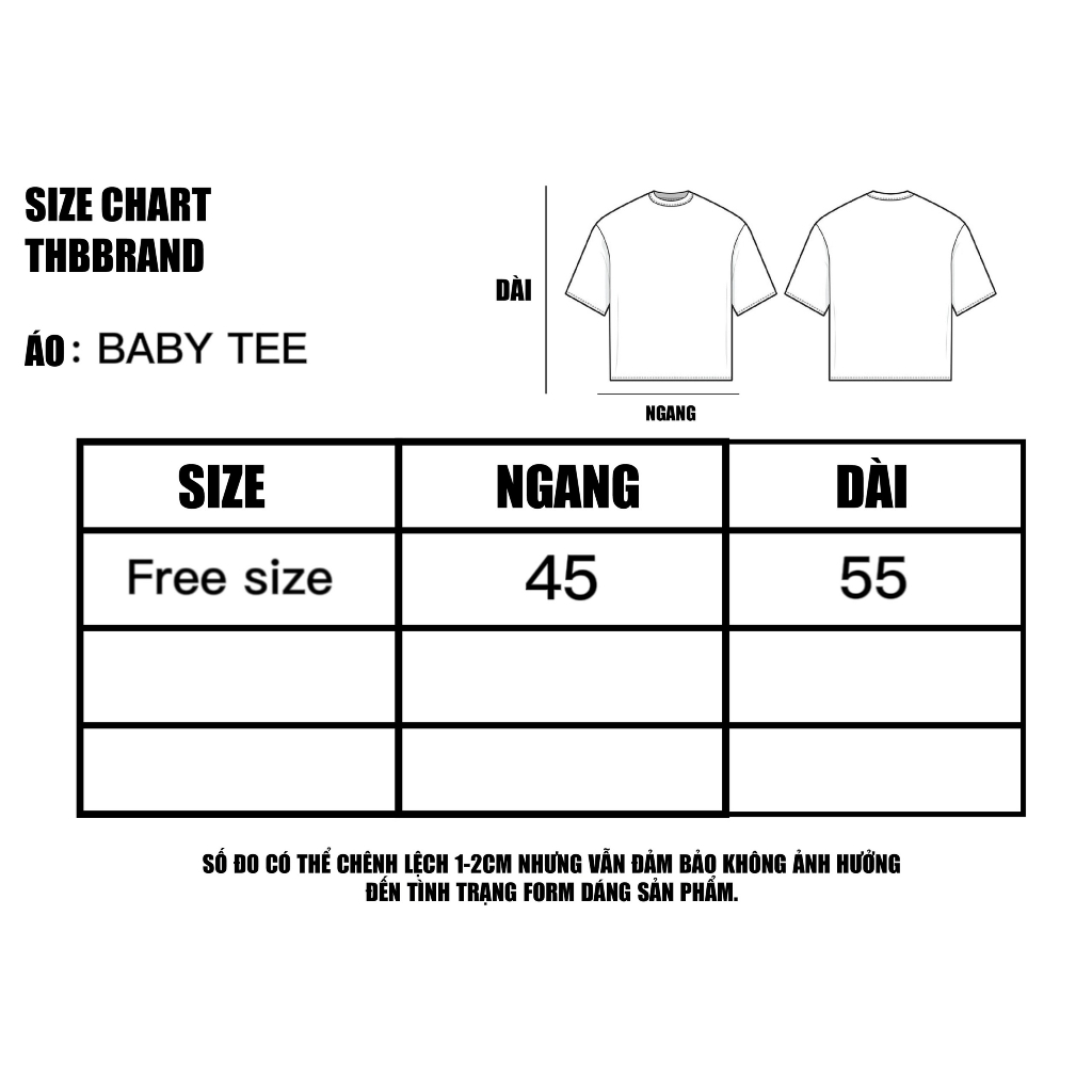 Áo thun NỮ BABY TEE “%” thêu nổi 3D - 100% Cotton 300gsm  - chính hãng THBBRAND
