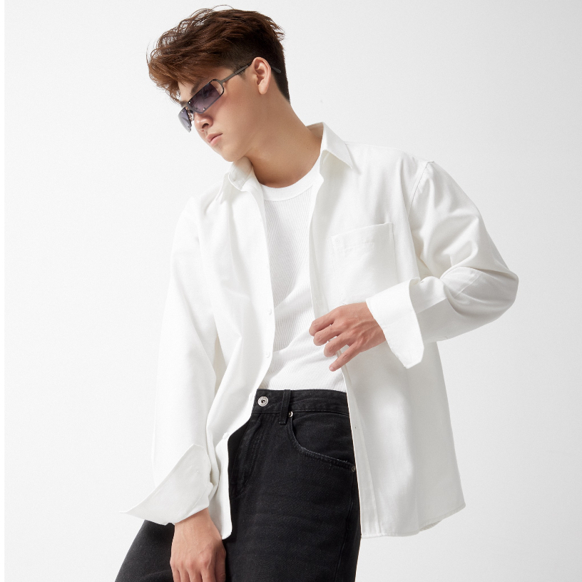 Áo sơmi OXFORD trắng basic đơn giản  - chính hãng THBBRAND