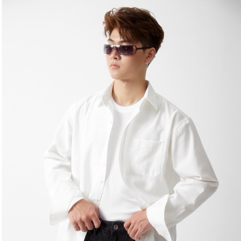 Áo sơmi OXFORD trắng basic đơn giản  - chính hãng THBBRAND