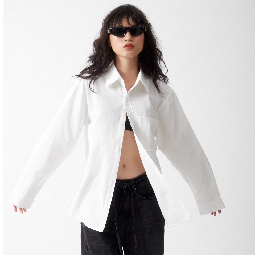 Áo sơmi OXFORD trắng basic đơn giản  - chính hãng THBBRAND