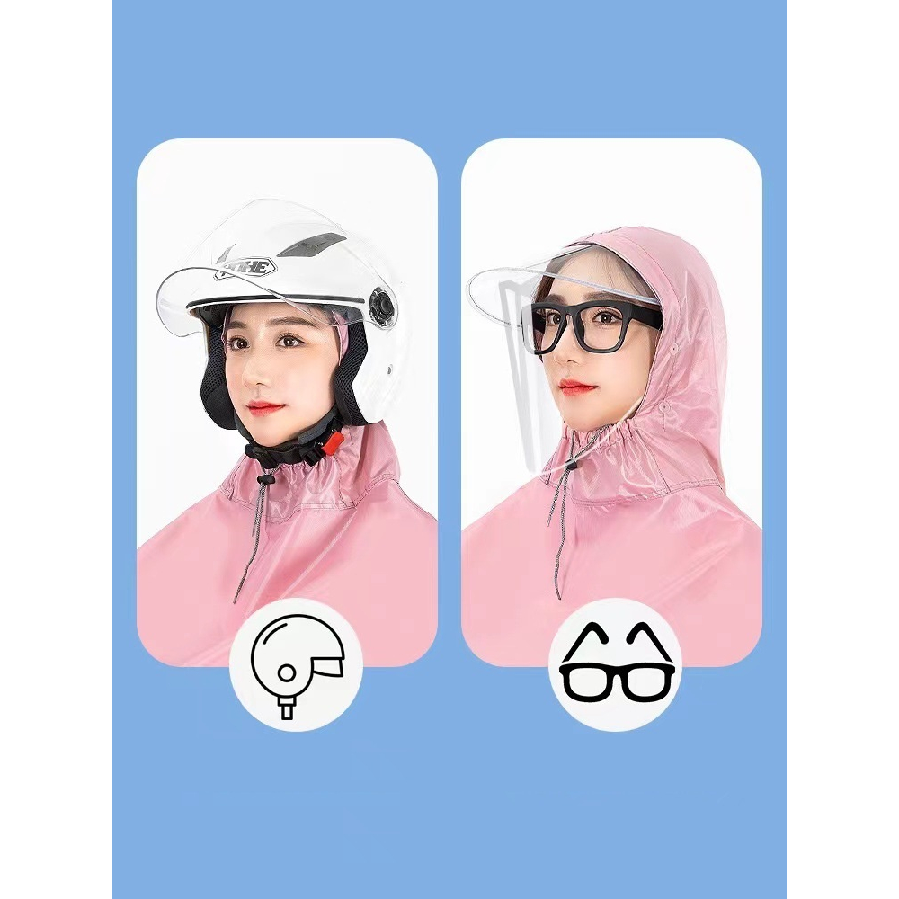 Áo mưa trùm đi xe không xẻ tà có kính chắn nước phong cách Nhật Bản vải dày cao cấp chống thấm tốt kèm túi đựng