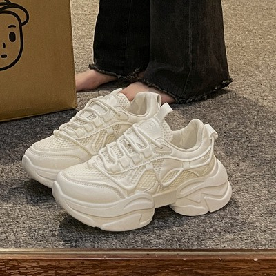 Giày thể thao sneaker nữ độn đế 4 phân mũi tròn hàng sẵn hàng quảng châu