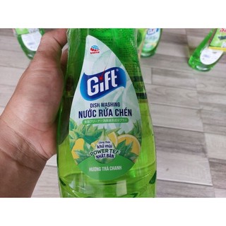 Nước rửa chén Gift 800ml trà xanh khử mùi.Tặng kèm 1 bông rửa chén 5k