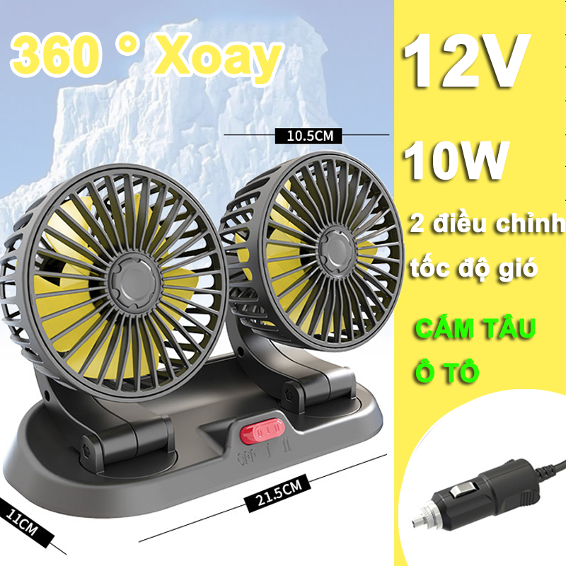 quạt ô tô 12v/24v/USB, quạt 24v xe tải - quạt đôi ô tô -quạt đôi mini 24v, xoay 360 độ , dùng cho ô tô , văn phòng...