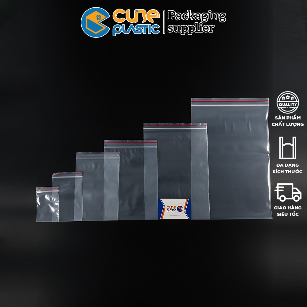 Túi Zipper Chỉ Đỏ  Đủ Size - Hàng loại 1 chất lượng cao - CTY BAO BÌ CUBE