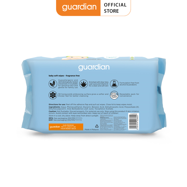 Khăn Ướt Trẻ Em Guardian Không Mùi 90 Tờ