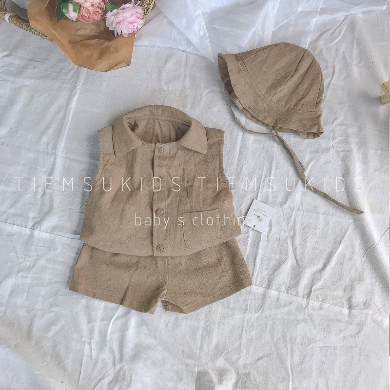 HÀNG THIẾT KẾ - Set bộ kèm mũ năng động cho bé trai Tiệm Su Kids