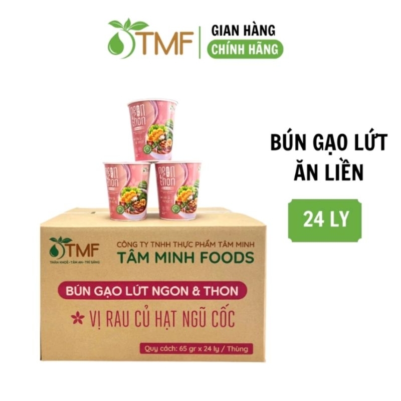 Bún gạo lứt ăn liền ngon & thon Tâm Minh Foods - Thùng 24 hộp ( Vị ngũ cốc)
