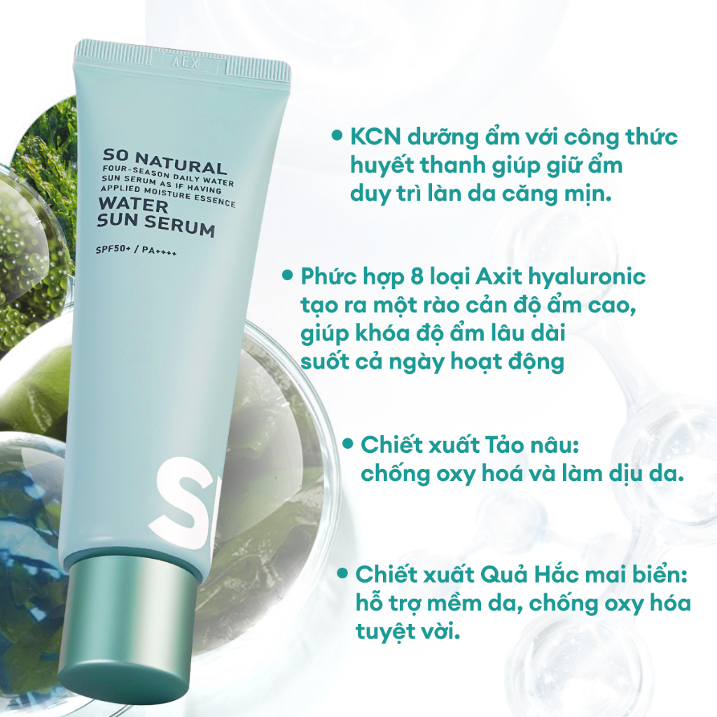 Kem chống nắng dưỡng da Water Sun Serum So'Natural  bảo vệ da khỏi tia UV 50ml