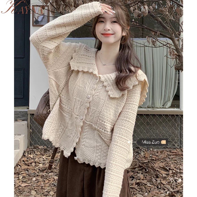 Áo Khoác Len Cổ Búp Bê Phong Cách Pháp Thời Trang Thu Đông Hàng Mới Dành Cho Bạn Nữ