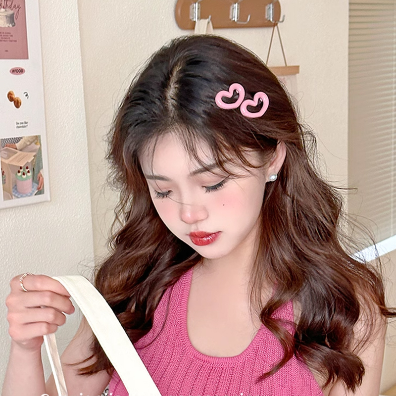 Miumiua🔮Kẹp Tóc Hình Trái Tim Màu Hồng Ngọt Ngào Dễ Thương Cho Y2K 2023
