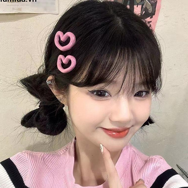 Miumiua🔮Kẹp Tóc Hình Trái Tim Màu Hồng Ngọt Ngào Dễ Thương Cho Y2K 2023