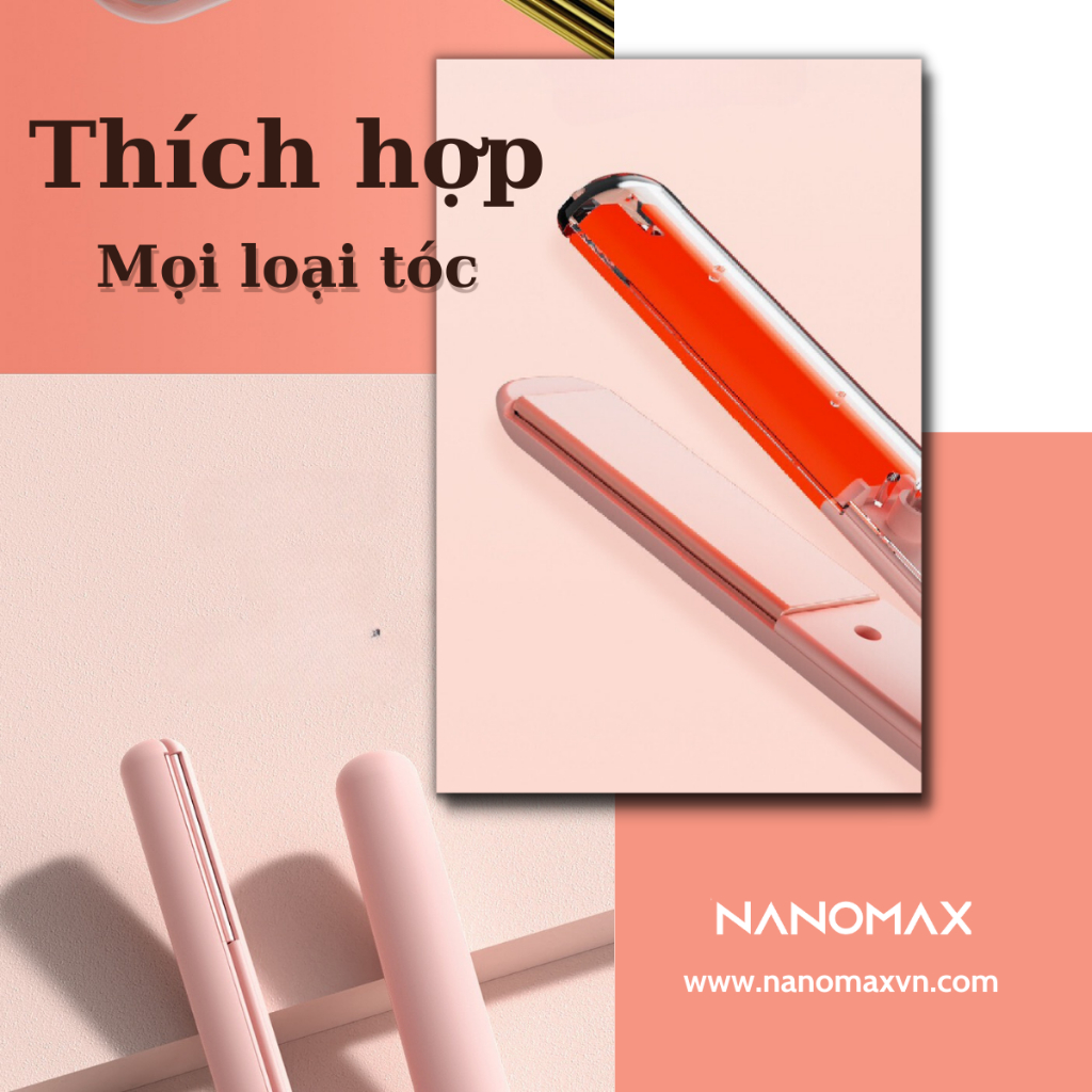 Máy Uốn Duỗi Tóc Mini NANOMAX H1 Size 15mm, Làm Nóng 30s, Phủ Bạc Gốm, Công Suất 25W, Nhỏ Gọn Mang Theo Du Lịch