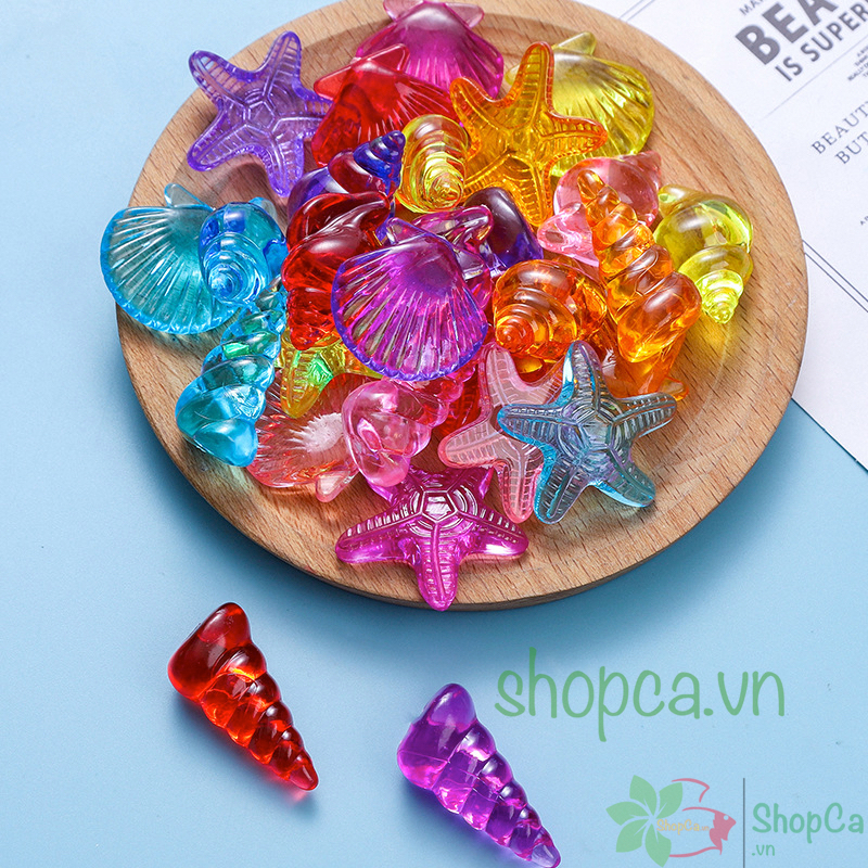 Vỏ sò nhựa, sỏi nhựa trang trí bể cá, làm handmade
