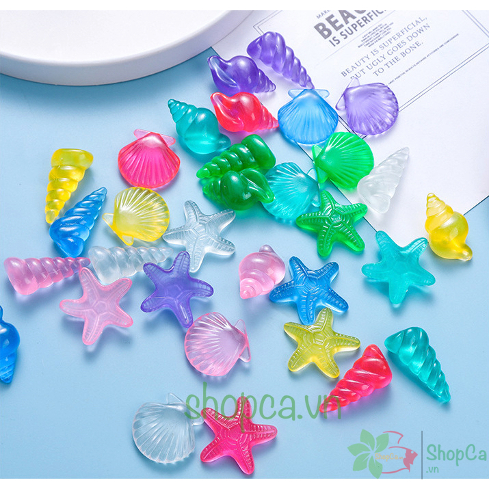 Vỏ sò nhựa, sỏi nhựa trang trí bể cá, làm handmade