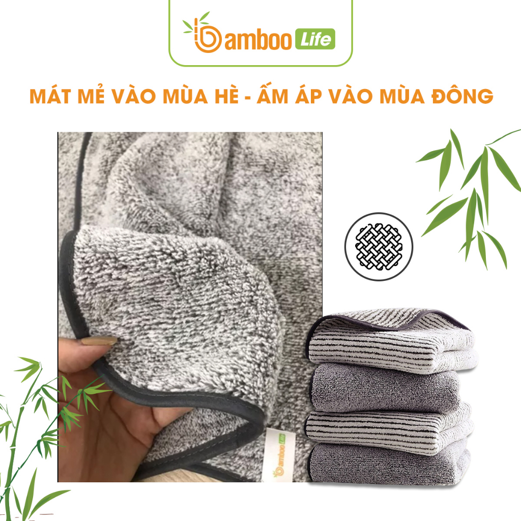 Khăn tắm lớn sợi tre Bamboo Life BL058 cao cấp, kháng khuẩn, thấm hút, mềm mịn, an toàn cho da 70x140cm