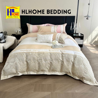 Bộ chăn ga lụa thêu cocco HLHOME cao cấp, hoạ tiết vintage thoáng mát set vỏ 4 món chăn ga gối mềm mịn