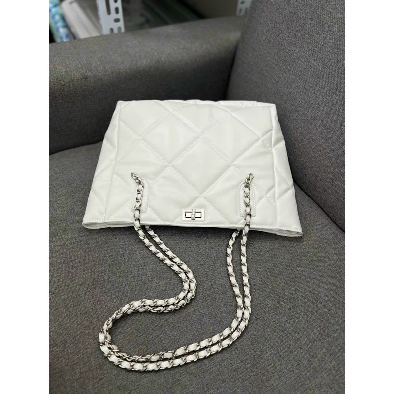 Túi tote đeo vai đeo chéo CHẦN CHÁM TO dây da phối xích