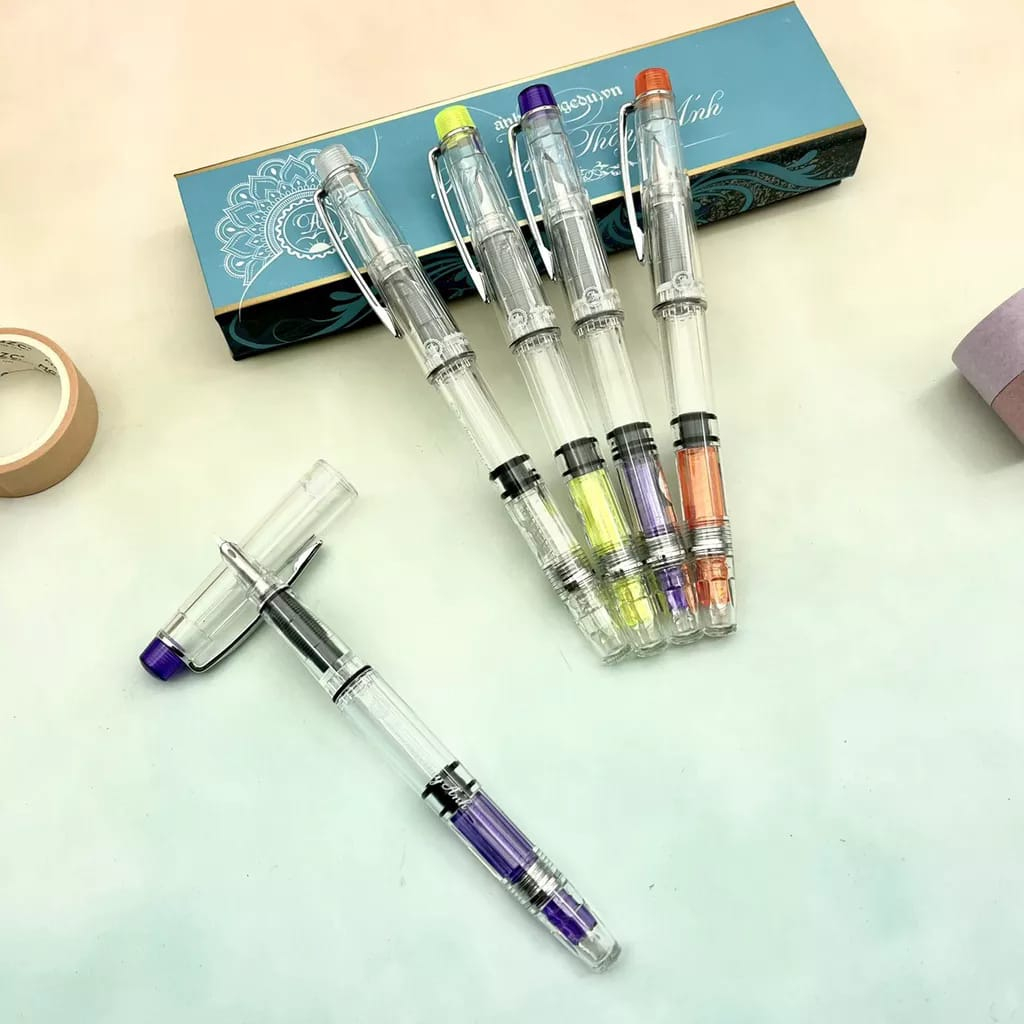 Bút máy, bút luyện chữ đẹp thầy Ánh,bút ngòi lá tre tự tạo thanh đậm sh069 viết êm trơn không cày giấy