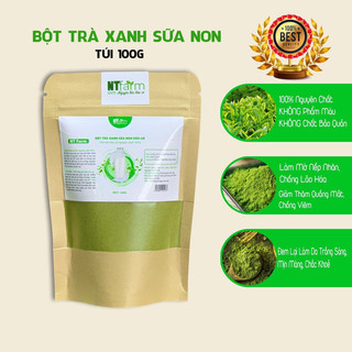 Bột trà xanh sữa non NTFARM đắp mặt, tắm trắng