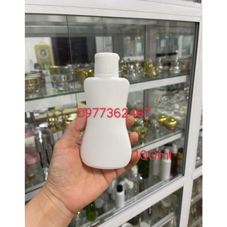 Chai nhựa HDPE, chai 100ml eo trắng nắp bật trắng trơn