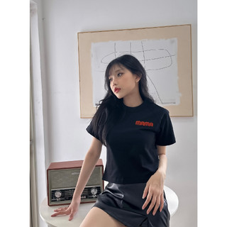 Áo thun mama 18 trắng/đen unisex oversize 100% cotton