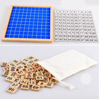 Bảng học đếm 1 đến 100 giáo cụ Montessori kèm khay đựng