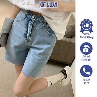 Quần short jean crt&jean ống tưa cạp cao sj03