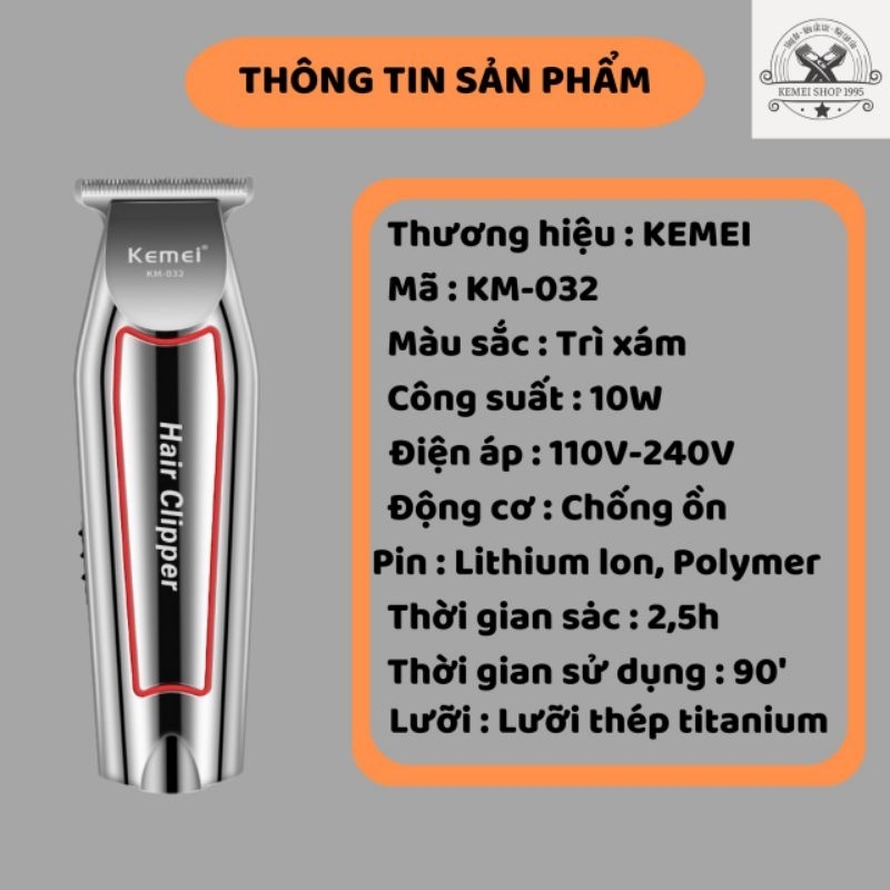 Tông đơ chấn viền KEMEI - 032 điêu khắc kẻ vẽ dành cho học viên và gia đình