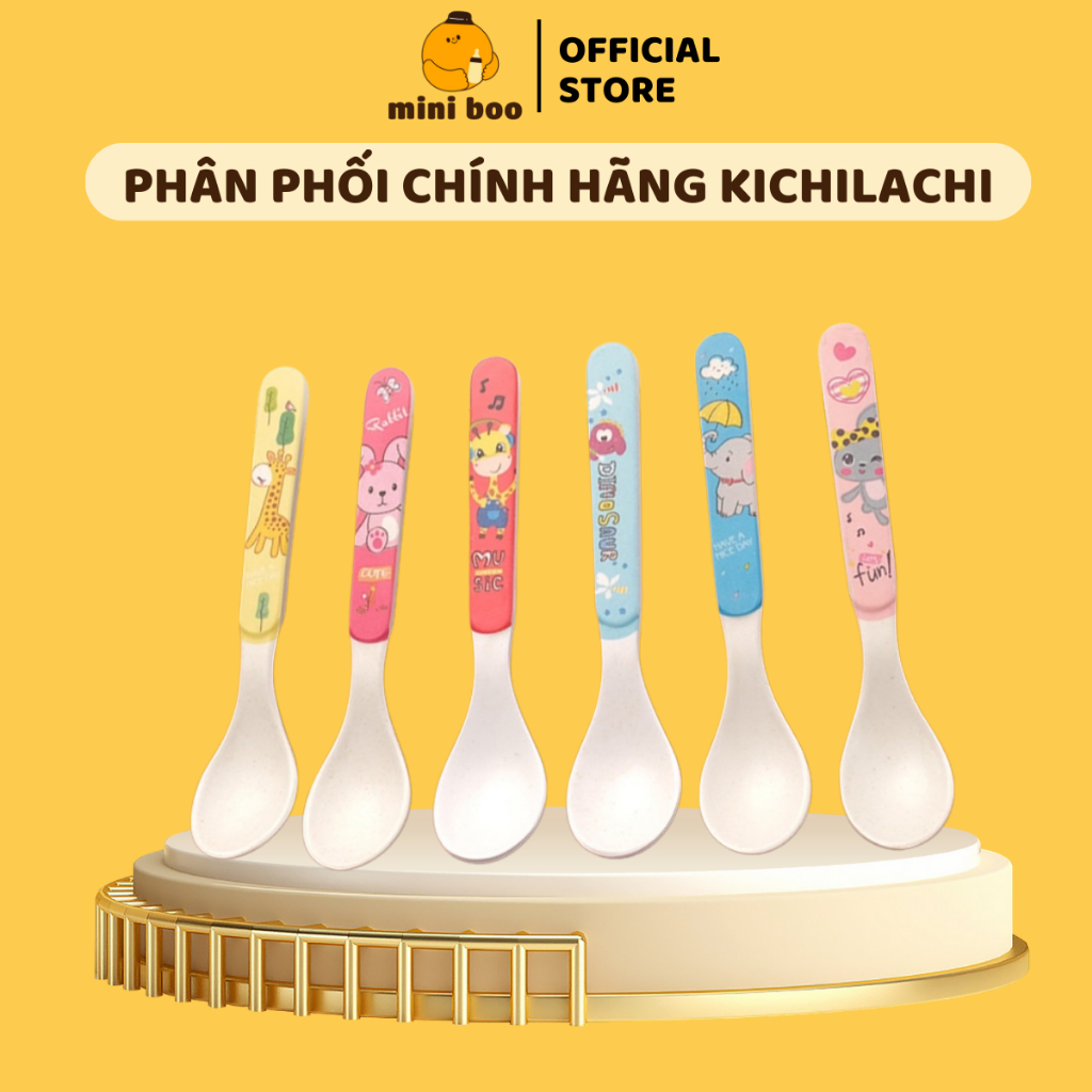Thìa ăn dặm sợi tre cho bé Kichilachi giúp trẻ tập xúc chất liệu an toàn - MINIBOO