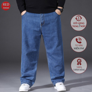 Quần Bò Nam Cotton Dài Trơn Quần Jean Nam Dáng Suông Form Đứng Trung Niên Cho Bố Đến 85Kg