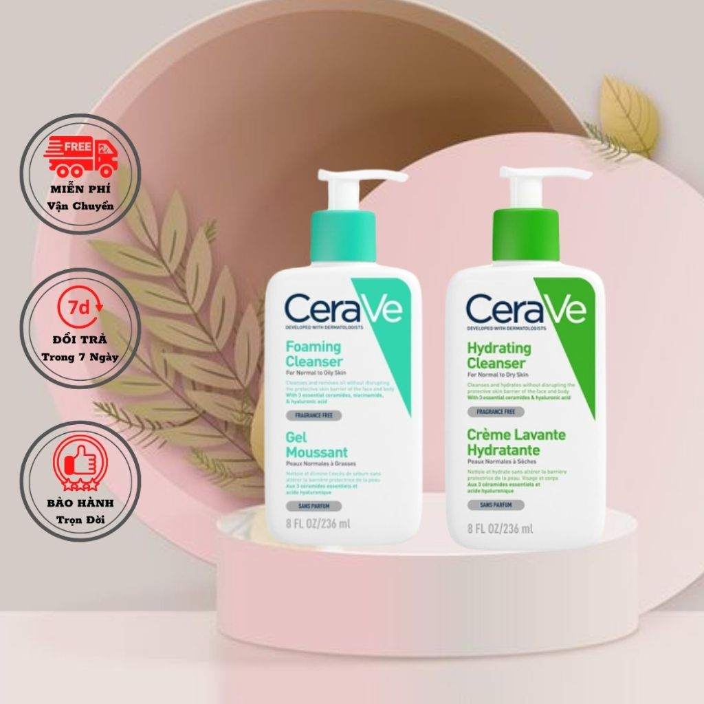 Sữa rửa mặt Cerave cho da dầu da khô ngừa mụn ẩn nhạy cảm dịu nhẹ