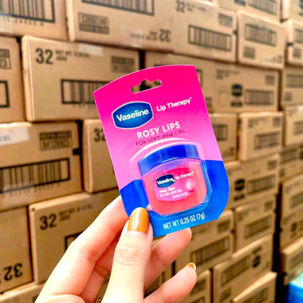 Ủ môi Vaseline, Sáp dưỡng môi Vaseline USA, Son dưỡng môi Vaseline hồng xinh mang lại làn môi mềm mọng tức thì 7g