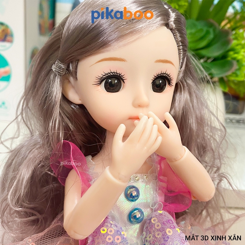 Đồ chơi búp bê cho bé gái Pikaboo 2 váy kèm phụ kiện khớp tay chân linh hoạt  chất liệu cao cấp an toàn