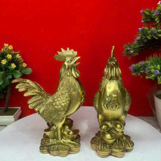 Tượng Gà chữ Phúc bằng đồng Vật Phẩm Phong Thủy Gà Trống Trưng Bày Quà tặng trang trí