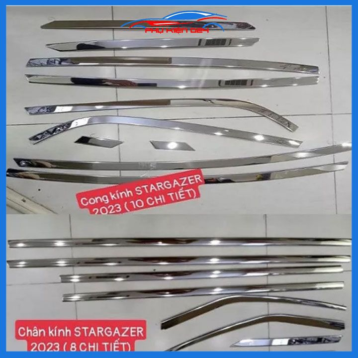 Bộ nẹp viền chân cong kính Inox cho xe ô tô Huyndai Stargazer 2022-2023-2024