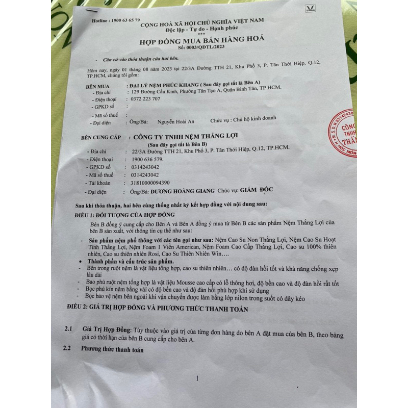 Nệm cao su thiên nhiên WONDER FOAM thắng lợi chính hãng