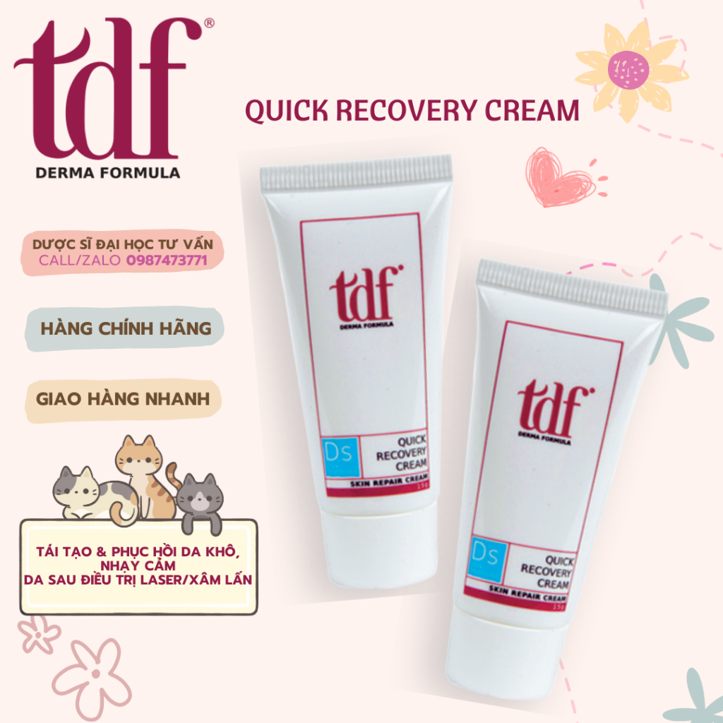 TDF QUICK RECOVERY CREAM kem dưỡng phục hồi và tái tạo da (tuýp 15g) dành cho da khô, nhạy cảm, da sau đi ều t rị