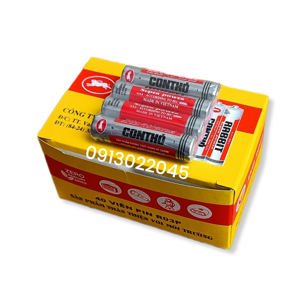 Hộp 40 viên pin Con thỏ AA và AAA loại 1.5V.
