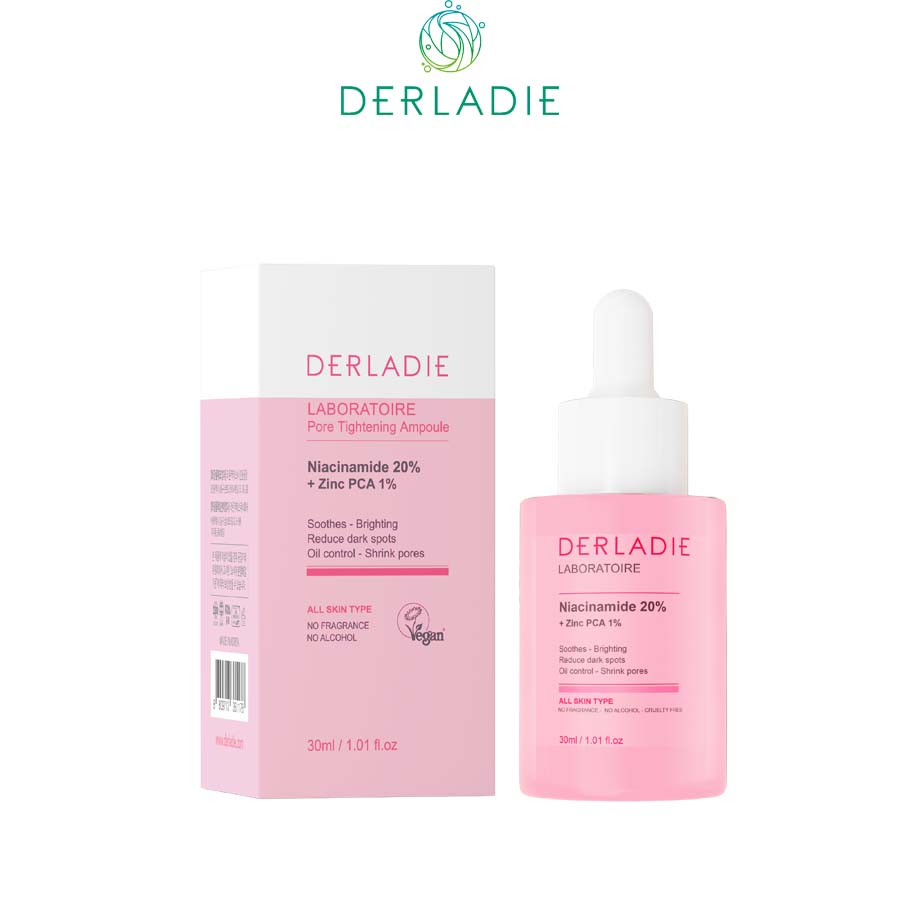 Serum Niacinamide 20% Giảm Mụn, Mờ Thâm Đỏ, Thu Nhỏ LCL Derladie Laboratoire Pore Tightening Ampoule 30ml