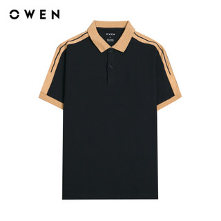OWEN - Áo Polo ngắn tay Nam Owen dáng Body Fit màu Đen chất liệu CVC Spandex - APV231377