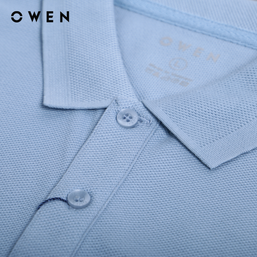 OWEN - Áo polo ngắn tay Nam Owen dáng Body Fit màu Xanh chất liệu CVC Spandex - APV233175