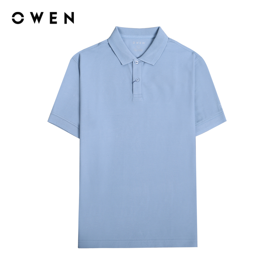 OWEN - Áo polo ngắn tay Nam Owen dáng Body Fit màu Xanh chất liệu CVC Spandex - APV233175