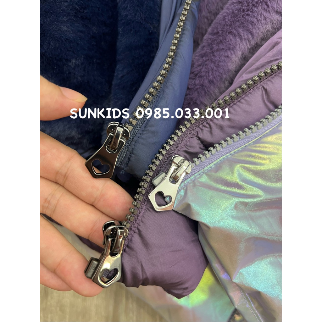 Áo khoác phao bé gái lót lông TU dáng dài