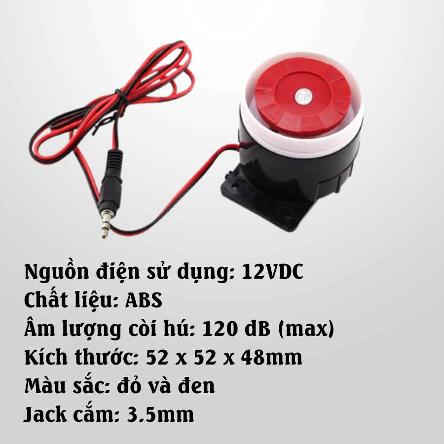 Còi hú báo động 12V chống trộm báo cháy âm thanh 120db giá rẻ LAZICO CH12