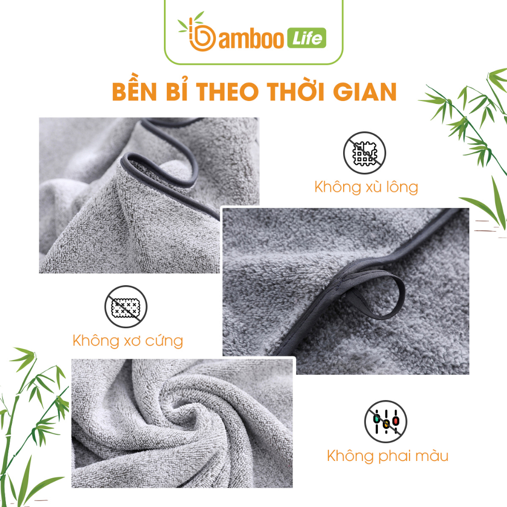 Khăn tắm lớn sợi tre Bamboo Life BL058 cao cấp, kháng khuẩn, thấm hút, mềm mịn, an toàn cho da